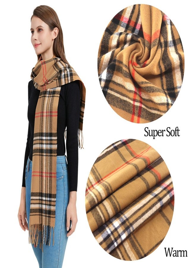 Nonakgado Camel Plaid Scarf-Winter Soft Classic Plaid Tartan Checkered Scarves for Women and Men(Style 34) - Image 4